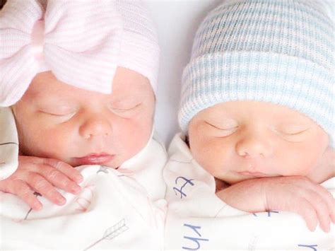 Newborn Twins Boy And Girl In Hospital