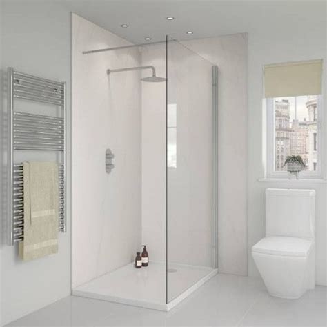 1200mm Wide X 2400mm High X 10mm Depth Pvc Shower Panel White Marble
