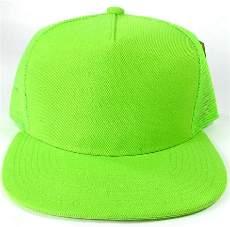 Wholesale Mesh Trucker 5 Panel Plain Snapback Hats Lime Green