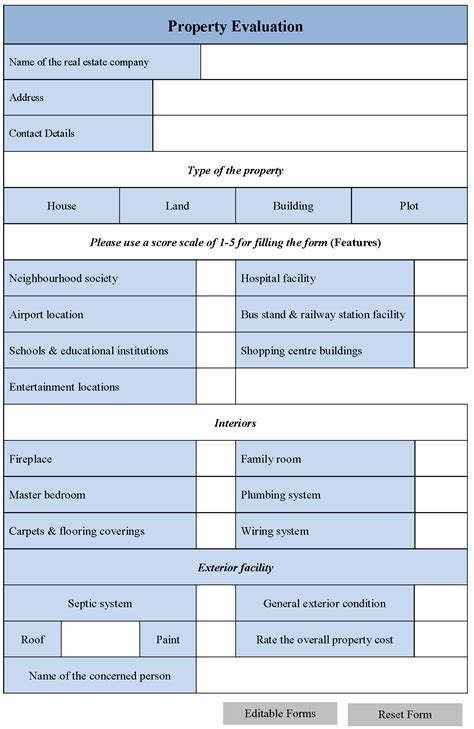 Property Evaluation Form Editable Pdf Forms