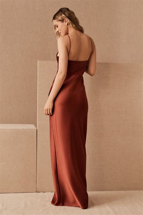 rust color satin bridesmaid dress wedding dress bridesmaid etsy