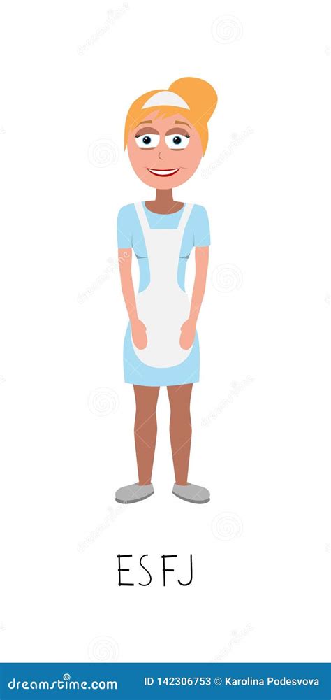 Flat Cartoon Nurse Vector Represents Esfj Personality Stock