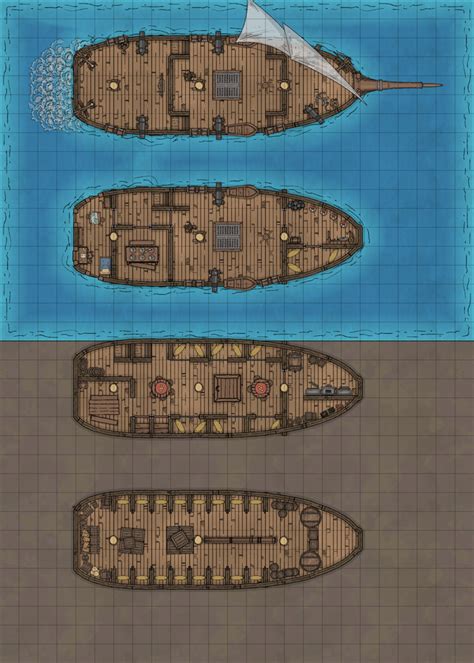 Multi Level Ship With Secret Cargostowaway Area 25x35 Dungeondraft