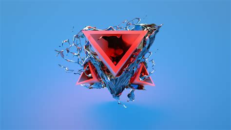 Wallpaper Triangle 3d Red Blue Hd Abstract 16370