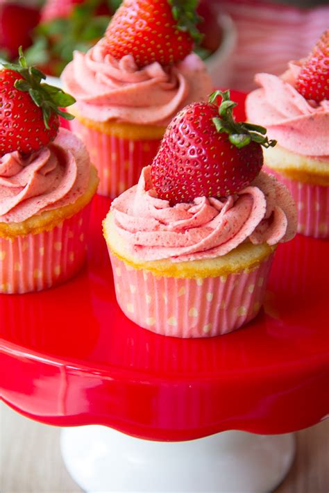 Vanilla Cupcakes With Strawberry Frosting Say Grace