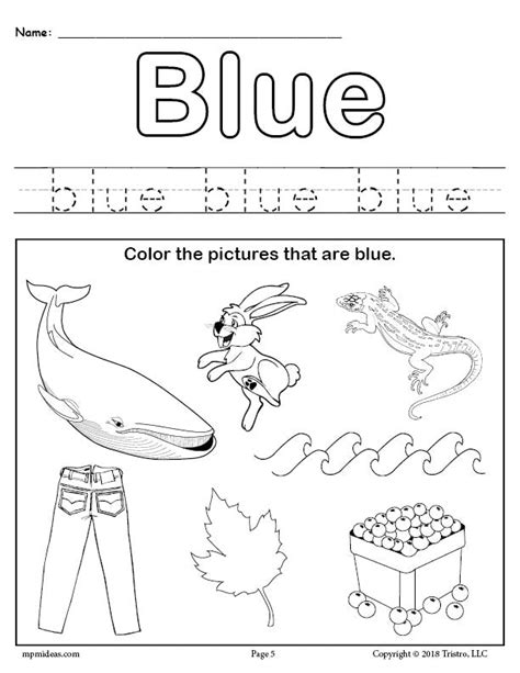 Free Color Blue Worksheet Supplyme