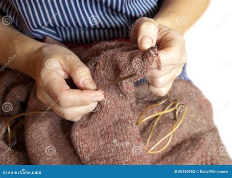 Woman Knitting Stock Photo Image Of Crochet Sitting 25430962
