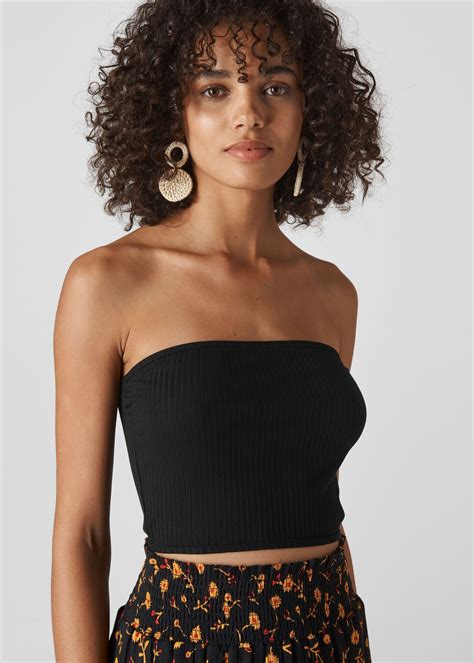 Black Ribbed Bandeau Top Whistles