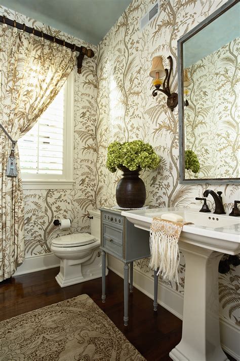 A small space like a water closet can still be chic! Beautiful kohler pedestal sink in Powder Room Traditional ...