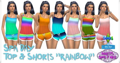 Spa Day Top And Shorts Rainbow At Annetts Sims 4 Welt Sims 4 Updates