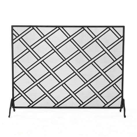 4375 Black Contemporary Single Panel Fireplace Screen
