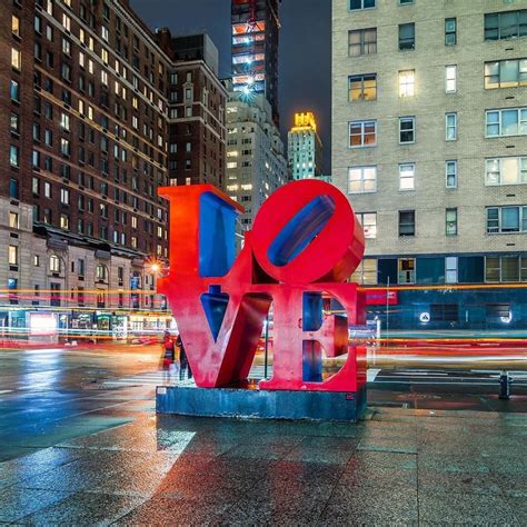 Robert Indianas Love Sculpture On Sixth Avenue At West 55th Street In