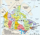 Mapa físico y político de Canadá para descargar | Universo Guia
