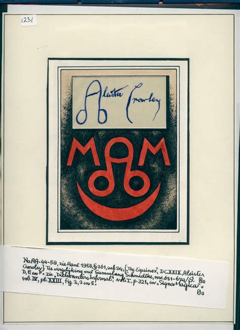 R91231 Print Of Autograph Of Aleister Crowley And Phallus And