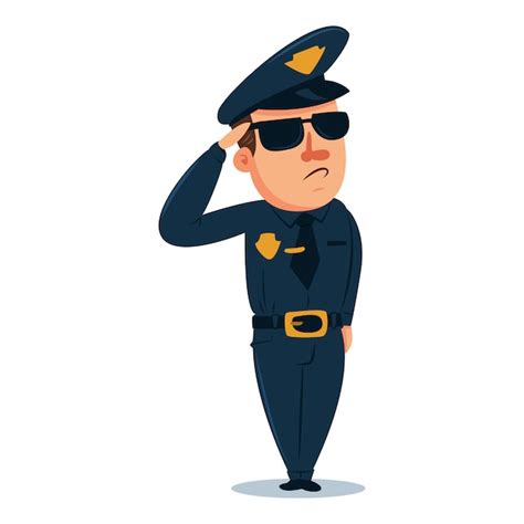 Cute Policeman Cartoon Character Police Officer In Traditional Uniform