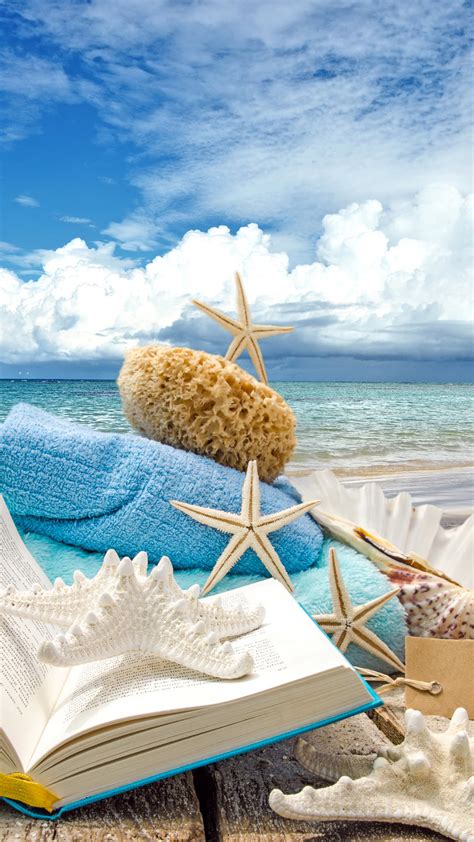 Summer Beach Book Seashells Sea Stars Iphone 6 Plus Hd Wallpaper Hd Free Download Iphonewalls