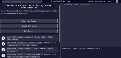 Invalid Regular Expression Flag S Freecodecamp Support The