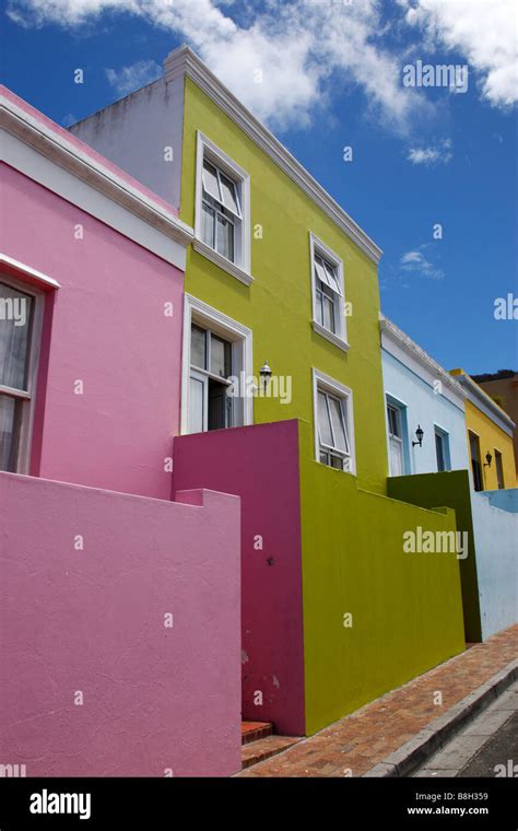 Colourful Painted Houses Along Wale Street Bo Kaap Cape Town South