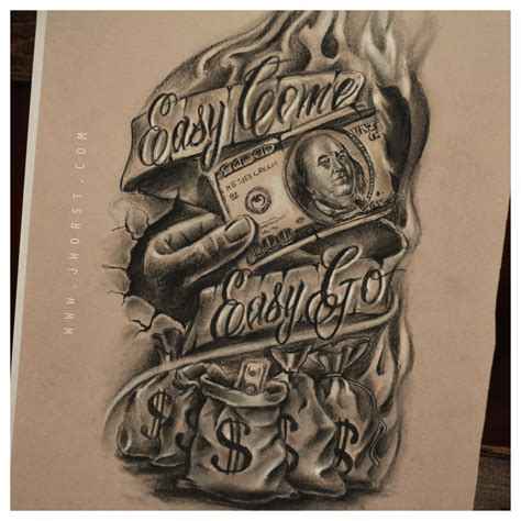 Easy Come Easy Go Tattoo Sketch Drawing By Jeremy Worst Chicano