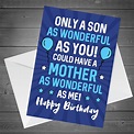 Birthday Card For Son Funny Humour Son Card From Mum Novelty Birthday ...