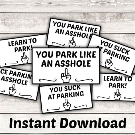 You Park Like An Asshole Card Etsy