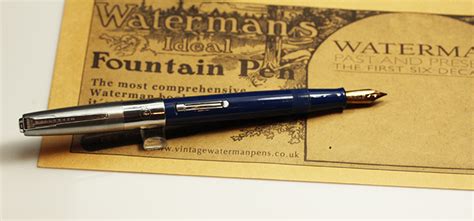 Waterman Pen Blue14kt Nib Npt Trim Lf Open 150mm Closed 134mm Date
