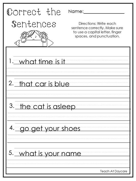 10 Correct The Sentences Printable Worksheets In Pdf File1st Grade 2nd