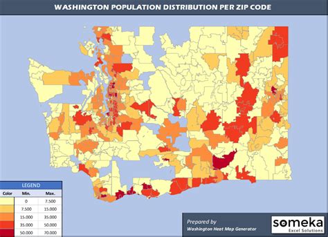 Washington Zip Code Map In Excel Zip Codes List And Population Map