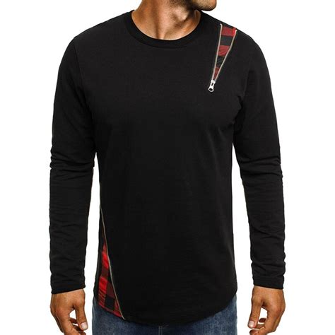 2018 Male Brand Long Sleeve Personality Splicing T Shirt O Neck Slim