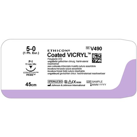 Sutur Vicryl 5 0 V490h 45cm Nål P 1 36 St