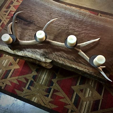 Antler Candle Holder Handcrafted Using Elk Antler Sheds Elk Antler