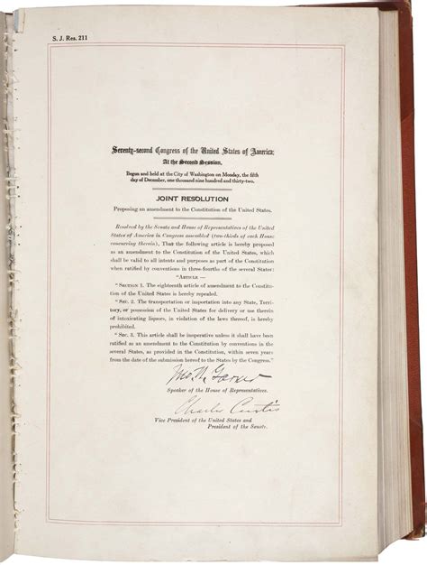 Twenty First Amendment Repeal Prohibition Ratification Britannica