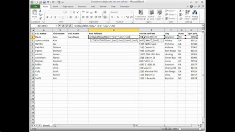 In Excel Combine The Contents Of Multiple Cells Into One Cell Youtube