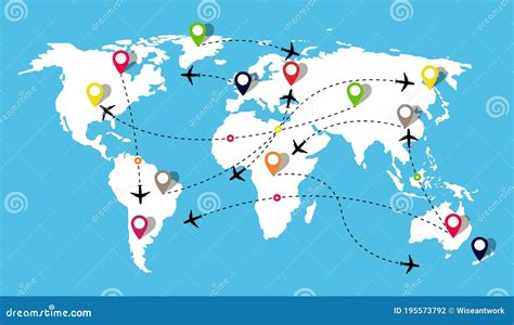Mapa Con Vuelo De Aviones Viajar En El Mundo En Avión Ruta De La