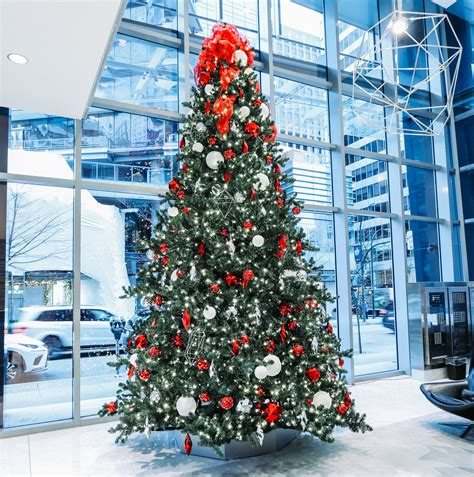 16 Tall Red White And Silver Christmas Tree Office Lobby Holiday
