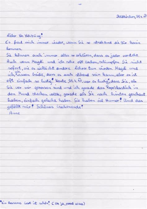Schreiben sie einen brief an frau bocken. NeueMittelSchuleFeldkirchen: Briefe an die Lehrerin bzw ...