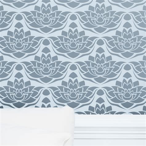 Lotus Flower Painted Wall Stencil