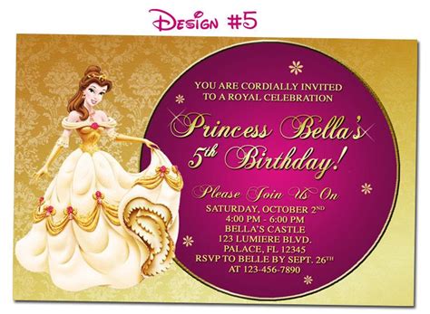Disney Princess Belle Birthday Party Invitations 1399 Belle