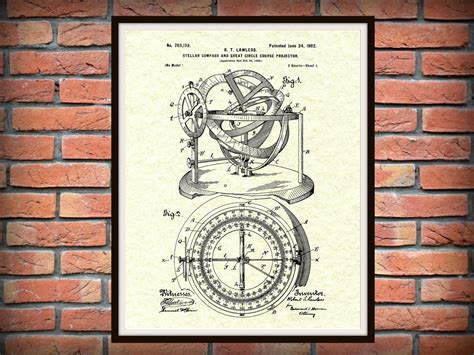 1902 Stellar Compass Patent Print Stellar Compass Poster Stellar