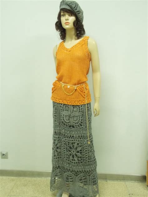 Iron Gray Crochet Linen Skirt Trendy Crochet Skirt Boho Etsy