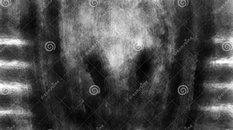 Evil Alien Face With Big Black Eyes Black And White Abstract Background Stock Illustration