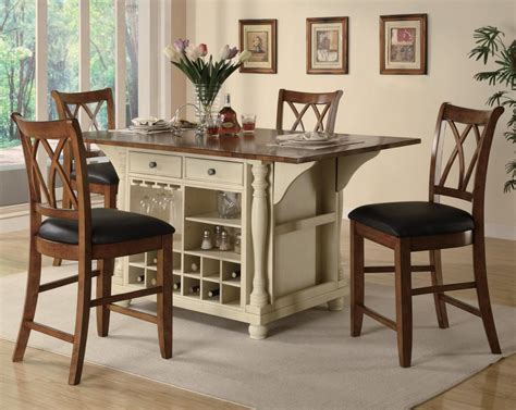 This counter height farmhouse table fit my space perfectly. Awesome Dining Table With Wine Storage ~ Chila