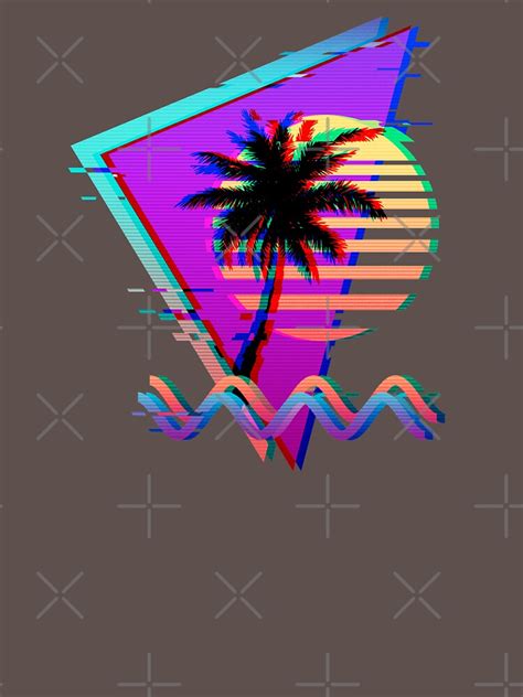 Vaporwave Palm Tree Sunset 80s 90s Glitch Aesthetic T Shirt By
