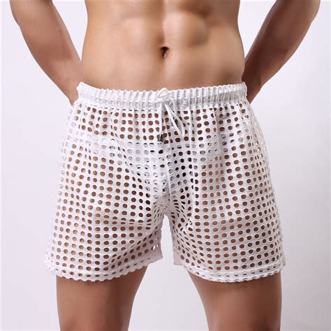 Aiiou Sexy Men Boxer Shorts Underwear Gay Hollow Out Hole Mens Slim Sissy Panties Pouch See