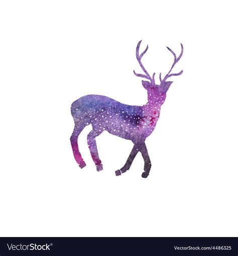 Cosmic Deer Watercolor Galaxy Deer On The White Vector Image