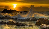 Water splash on rock formation during sunset HD wallpaper | Wallpaper Flare