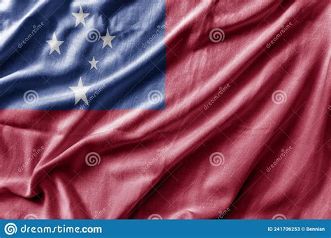 Waving Detailed National Country Flag Of Samoa Stock Image Image Of