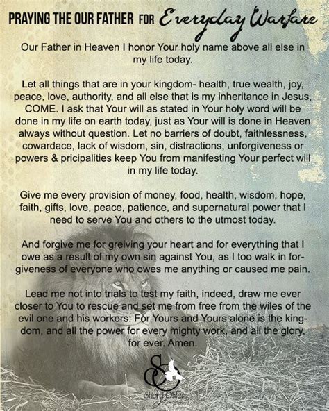 Praying The Our Father For Everyday Warfare Free Printable Spiritual