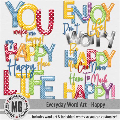 Everyday Word Art Happy Digital Art