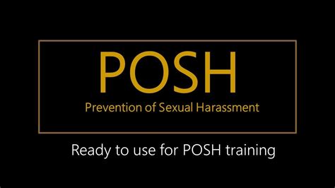 Posh Training Ppt Training On Prevention Of Sexual Harassment Youtube